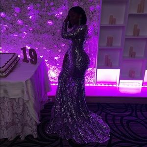 Lavender/Silver Prom Dress. Worn for only 3 hours stretchy + fits curves nicely